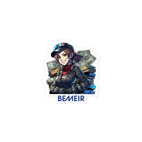 Get This Money Anime Devious Grinning Character Bemeir Sticker