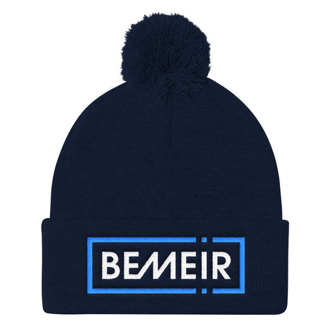 Bemeir Winter Electric Navy Blue Pom Pom Knit Cap